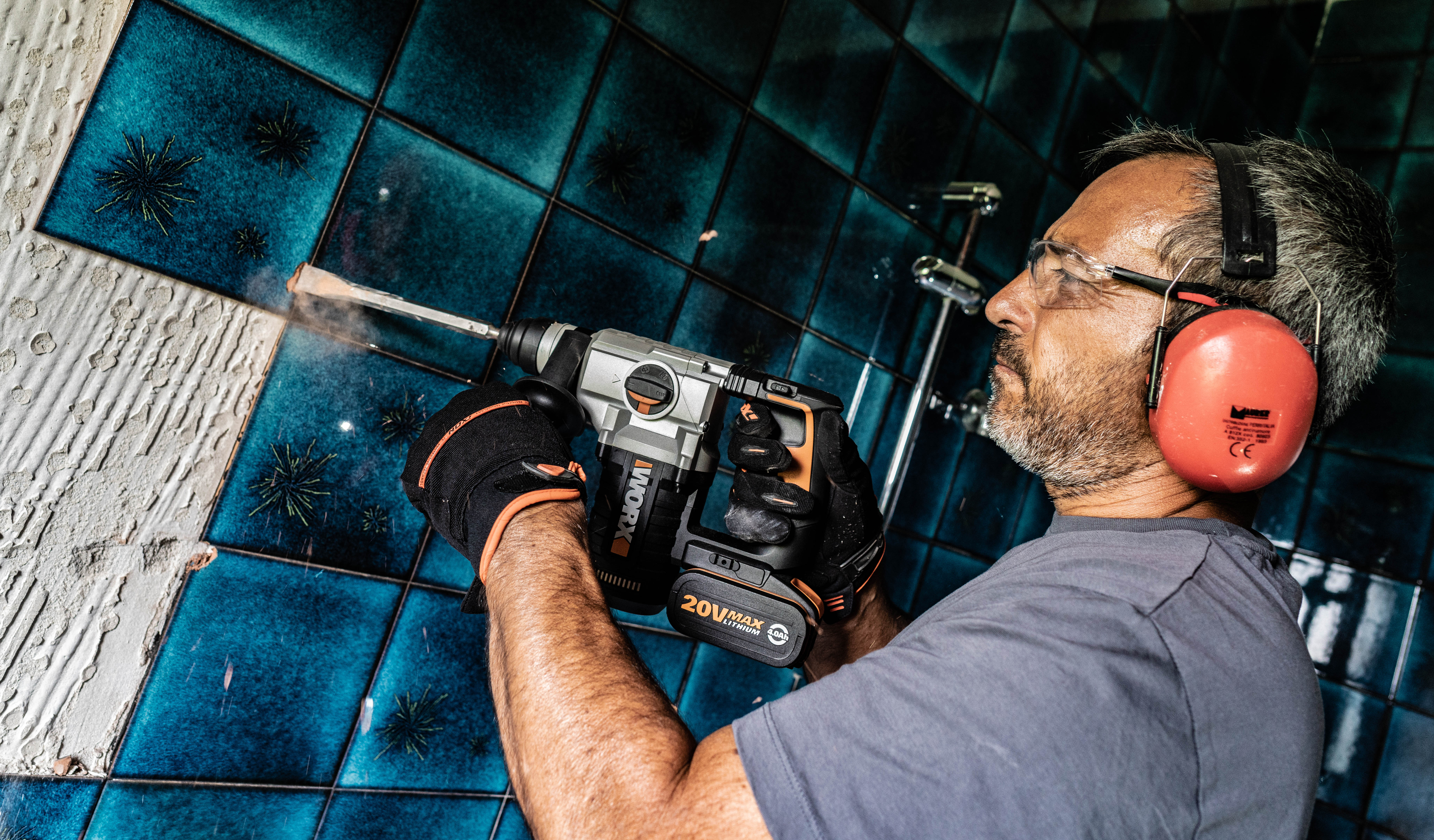 Worx WX392 - Martillo 4 Funciones 2,2J 20V 4.0Ah (2 bat)